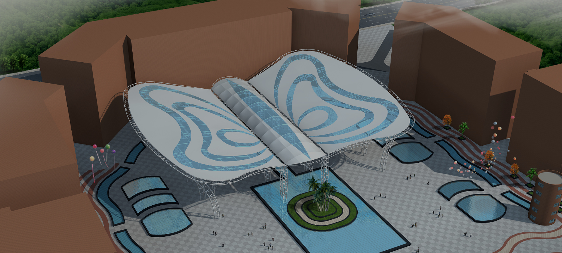 海南国际美食城膜结构景观蝴蝶